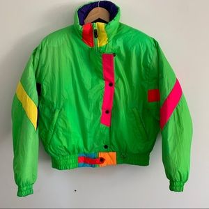 Vintage 90s neon puffer ski jacket